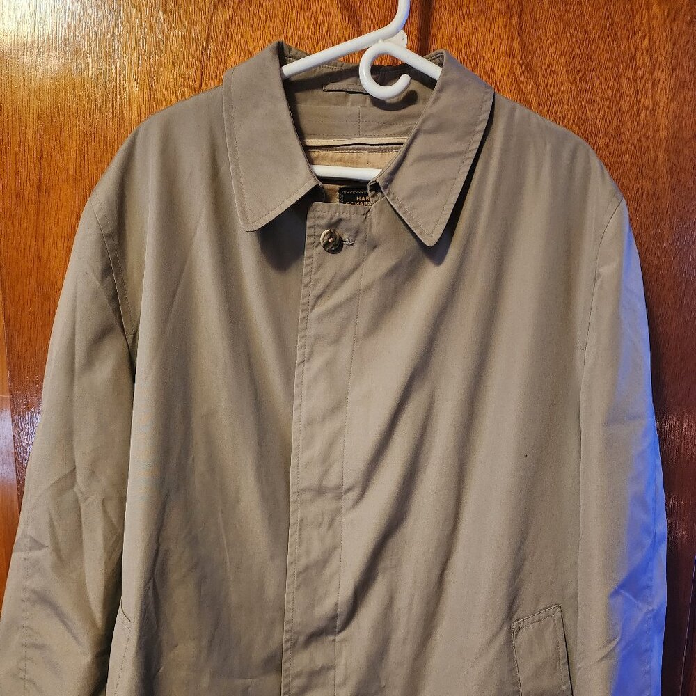 Men's 48R Hart Schaffner & Marx Beige Removable Lining Trench Overcoat